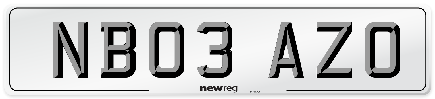 NB03 AZO Number Plate from New Reg